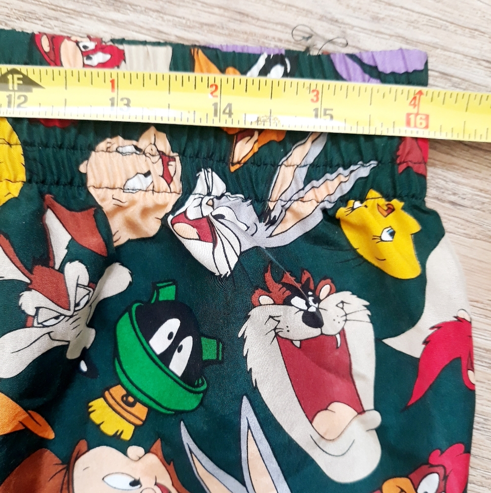 Vintage Looney Tunes Mania Character Boxer Shorts / Sz Large Green Silk Boxers - Picture 5 of 8